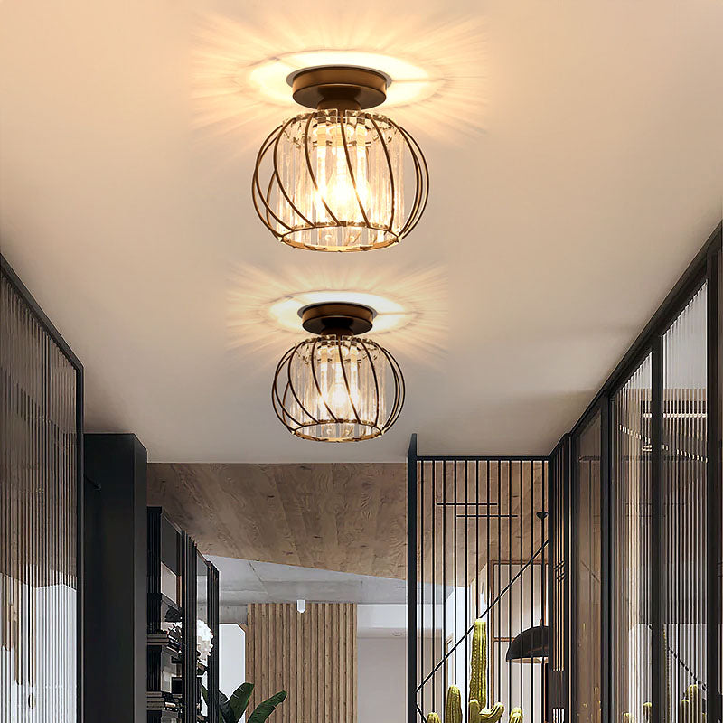 Black Ceiling Light with Glass Shade