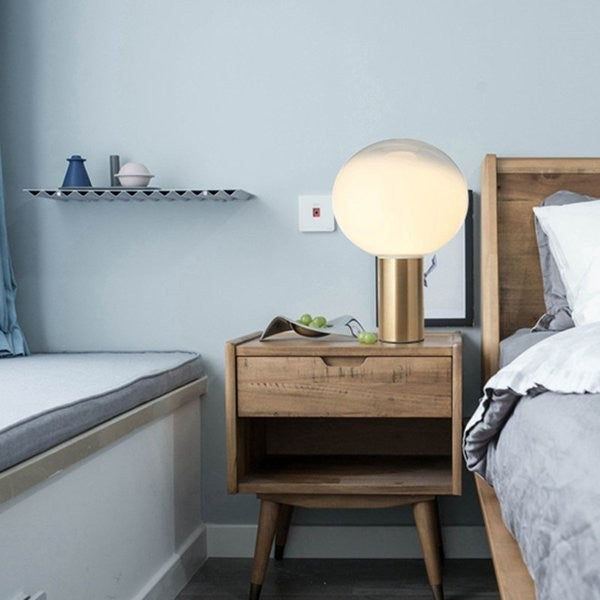 Glass sphere table lamp