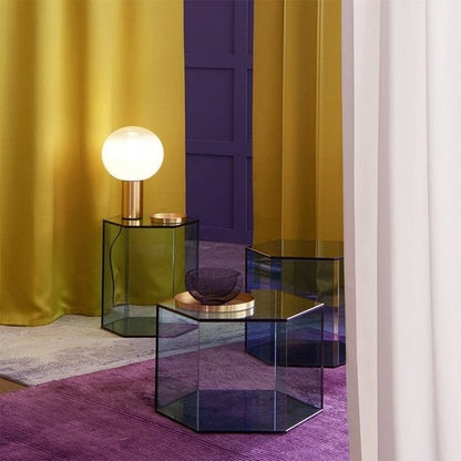 Glass sphere table lamp