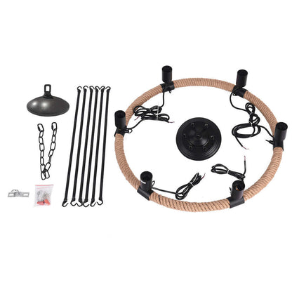 Rustic Rope Wheel Chandelier