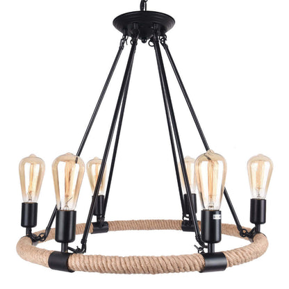 Rustic Rope Wheel Chandelier