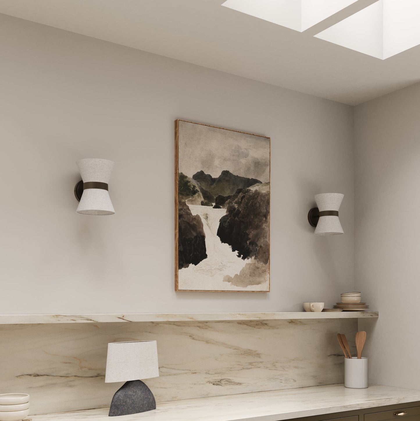 Bronze and Linen Wall Light