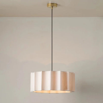 White Scalloped Linen Lampshade