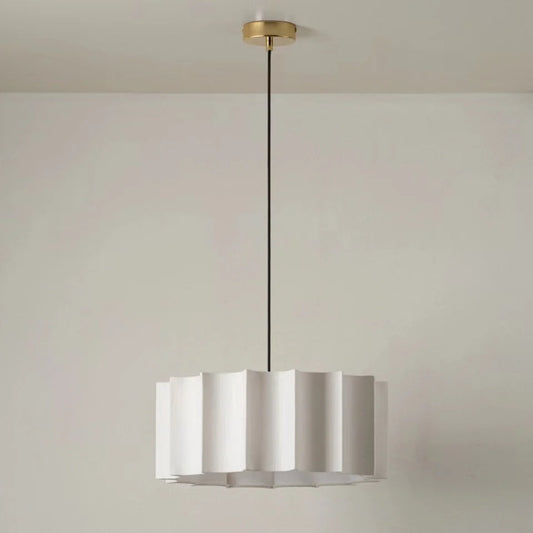 White Scalloped Linen Lampshade