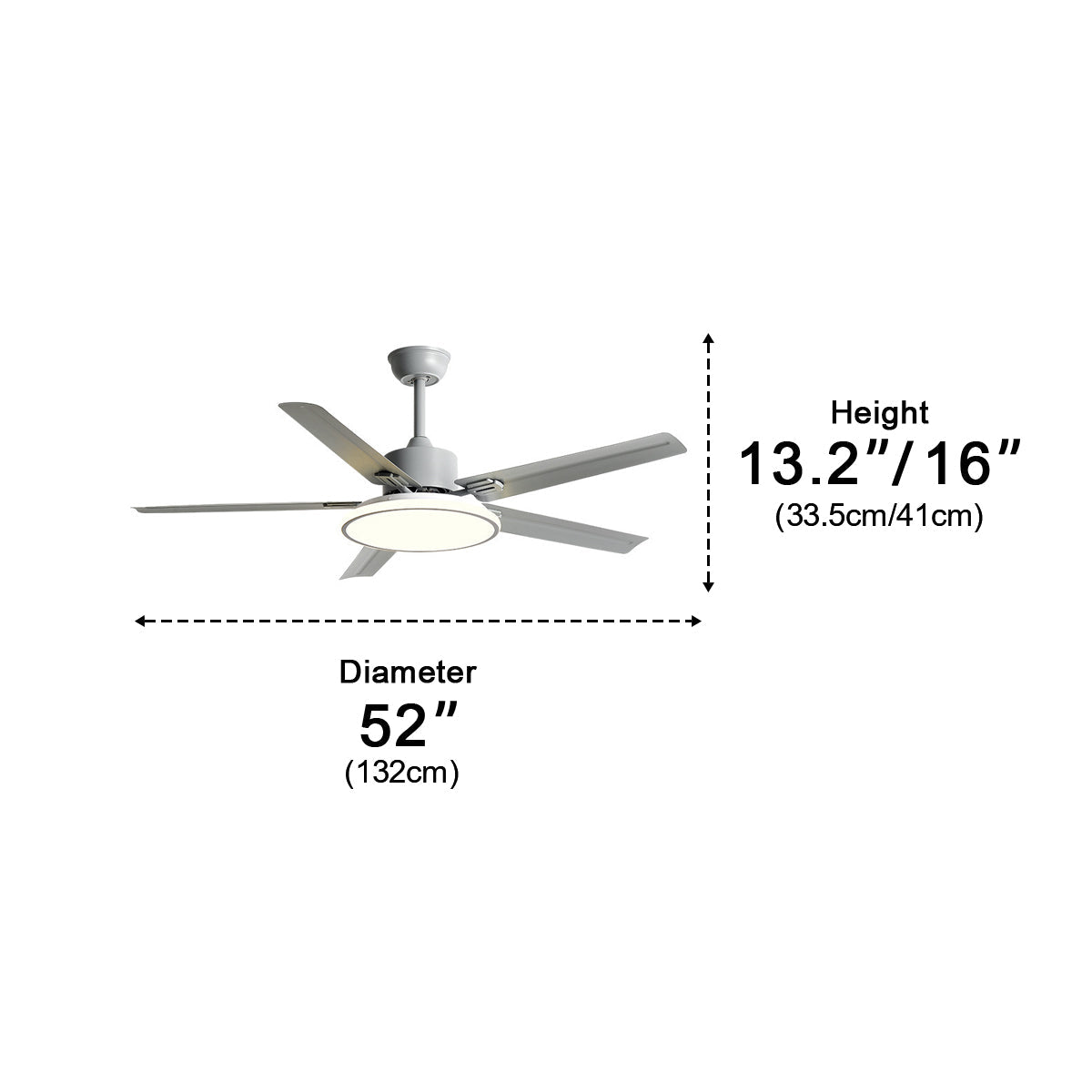 Modern 5-Blade LED Ceiling Fan Light