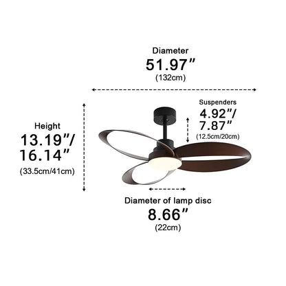Modern LED Ceiling Fan with Wooden Blades