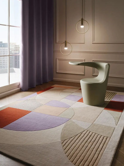 Modern wool rug multicolor design