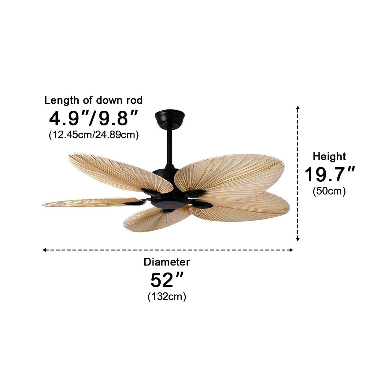 Tropical Palm Leaf Ceiling Fan