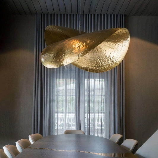 Cream Linen Dome Pendant Light