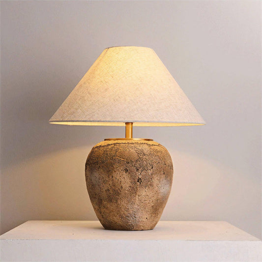 Cream Ceramic Fluted Table Lamp