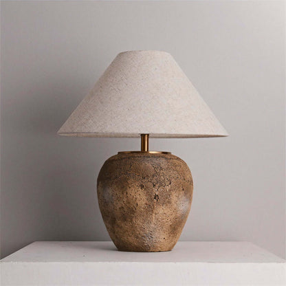 Cream Ceramic Fluted Table Lamp