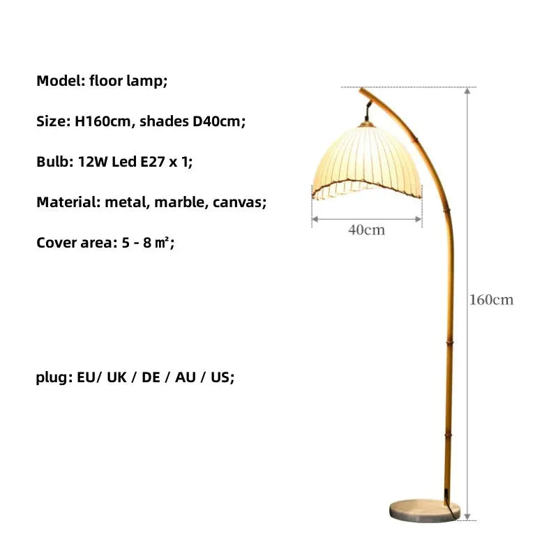 Vintage Bambus-Stehlampe – Retro-Design mit warmem Licht-Aster Selection